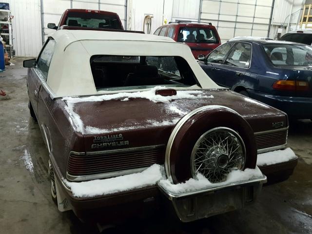 1C3BC55E7GG263688 - 1986 CHRYSLER LEBARON BROWN photo 3