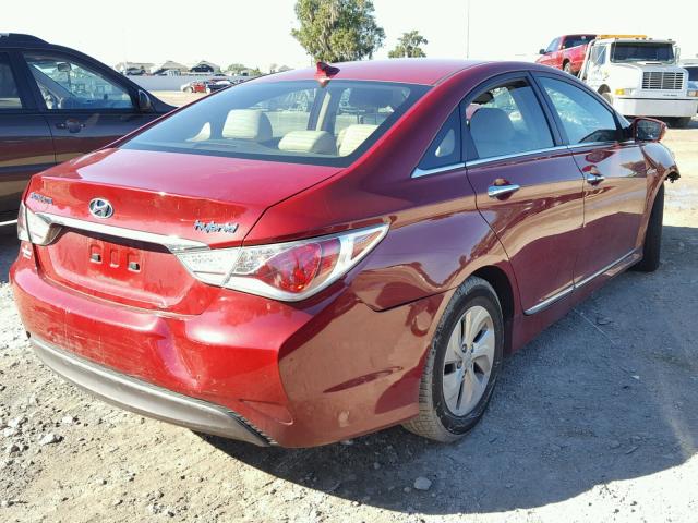 KMHEC4A40EA114745 - 2014 HYUNDAI SONATA HYB RED photo 4