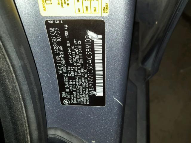 WBANV1C50AC389109 - 2010 BMW 528 XI GRAY photo 10