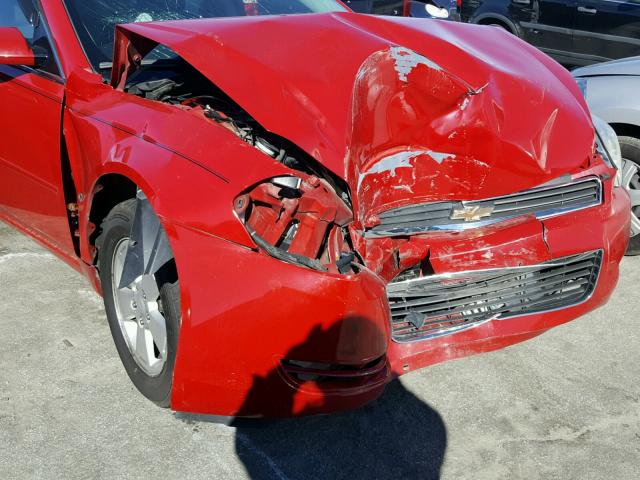 2G1WT55N589138257 - 2008 CHEVROLET IMPALA LT RED photo 9