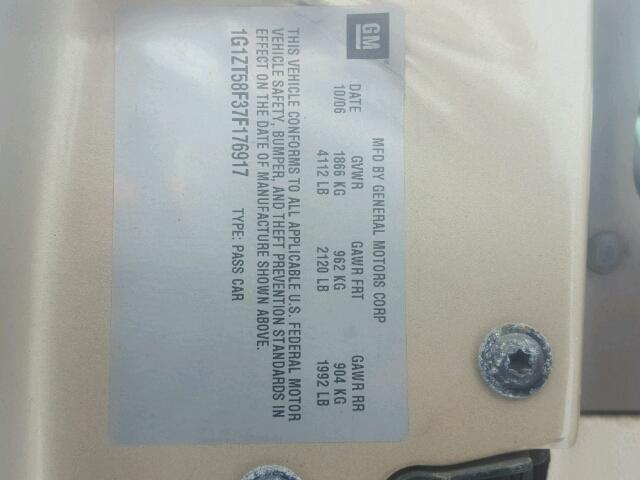 1G1ZT58F37F176917 - 2007 CHEVROLET MALIBU LT Qızıl foto 10