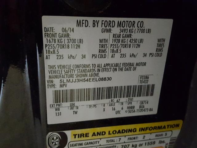 5LMJJ3H54EEL08830 - 2014 LINCOLN NAVIGATOR BLACK photo 10