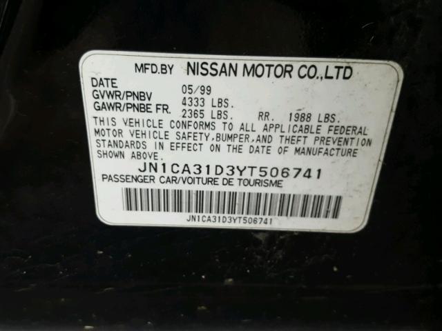 JN1CA31D3YT506741 - 2000 NISSAN MAXIMA GLE BLACK photo 10