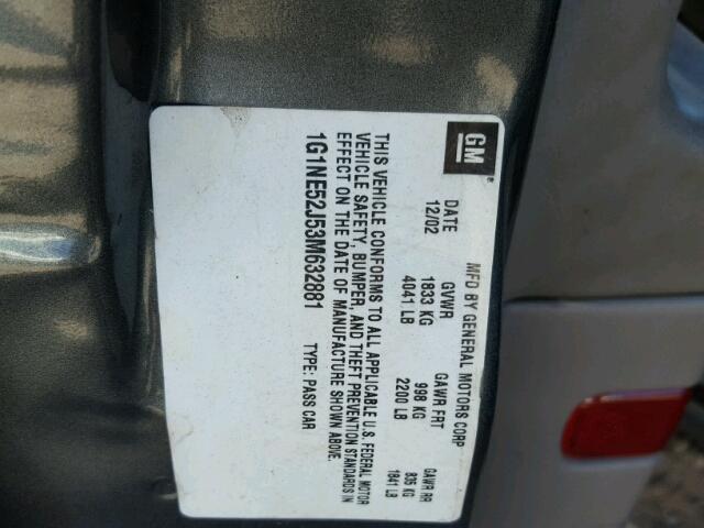 1G1NE52J53M632881 - 2003 CHEVROLET MALIBU LS 灰色 照片 10