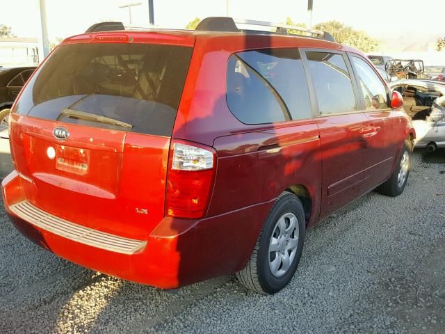 KNDMB233076123074 - 2007 KIA SEDONA EX RED photo 4