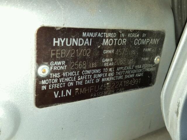 KMHFU45E22A184991 - 2002 HYUNDAI XG 350 SILVER photo 10