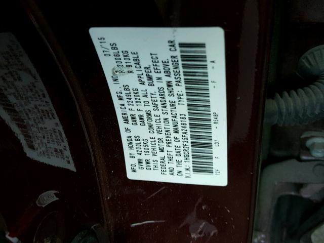 1HGCR2F35FA248183 - 2015 HONDA ACCORD LX BURGUNDY photo 10