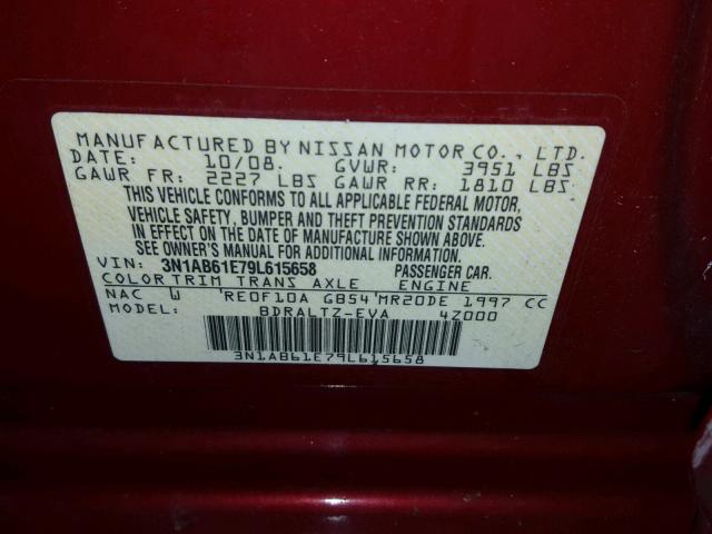 3N1AB61E79L615658 - 2009 NISSAN SENTRA 2.0 RED photo 10