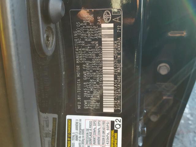 2T1KR32E16C559273 - 2006 TOYOTA COROLLA MA BLACK photo 10