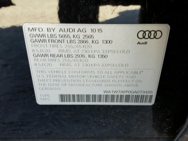 WA1W7AFP0GA073495 - 2016 AUDI Q5 PRESTIG BLACK photo 10