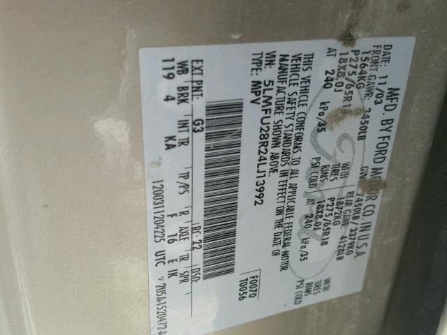 5LMFU28R24LJ13992 - 2004 LINCOLN NAVIGATOR GOLD photo 10