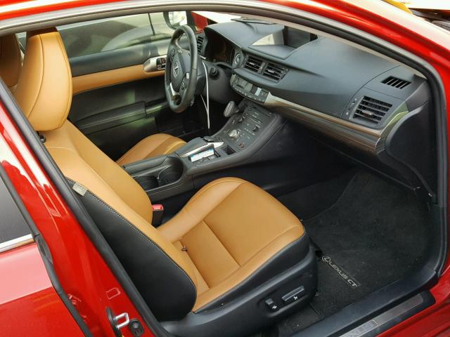 JTHKD5BHXE2181230 - 2014 LEXUS CT 200 RED photo 5