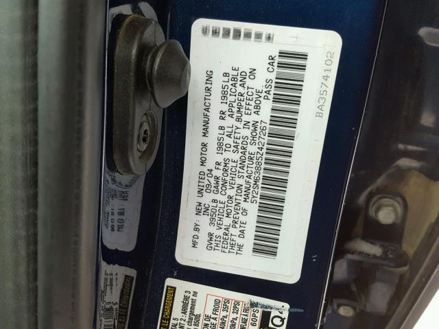 5Y2SM63885Z427267 - 2005 PONTIAC VIBE BLUE photo 10