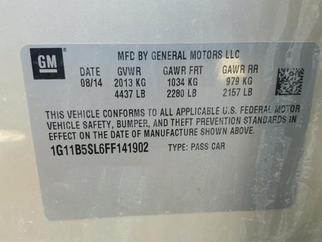 1G11B5SL6FF141902 - 2015 CHEVROLET MALIBU LS Qəhvəyi foto 10