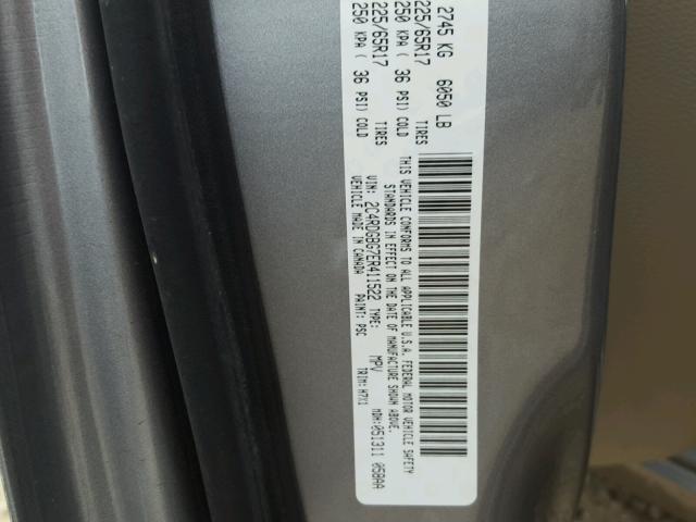 2C4RDGBG7ER411522 - 2014 DODGE GRAND CARA GRAY photo 10