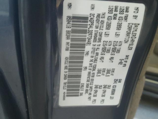 2C4GP54L32R734491 - 2002 CHRYSLER TOWN & COU Mavi foto 10