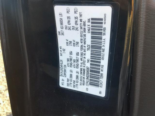 1D7HU18N62S608387 - 2002 DODGE RAM 1500 BLACK photo 10