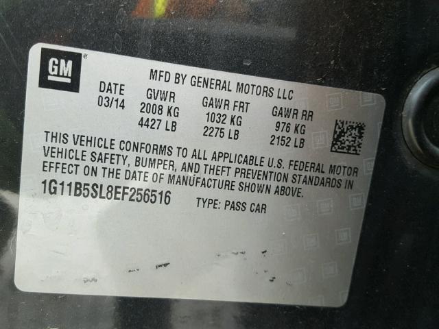 1G11B5SL8EF256516 - 2014 CHEVROLET MALIBU LS GRAY photo 10