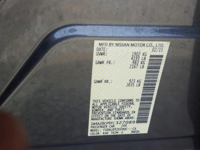 1N4AZ0CP9FC327089 - 2015 NISSAN LEAF S GRAY photo 10