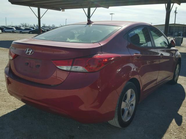 KMHDH4AE9DU994556 - 2013 HYUNDAI ELANTRA GL RED photo 4