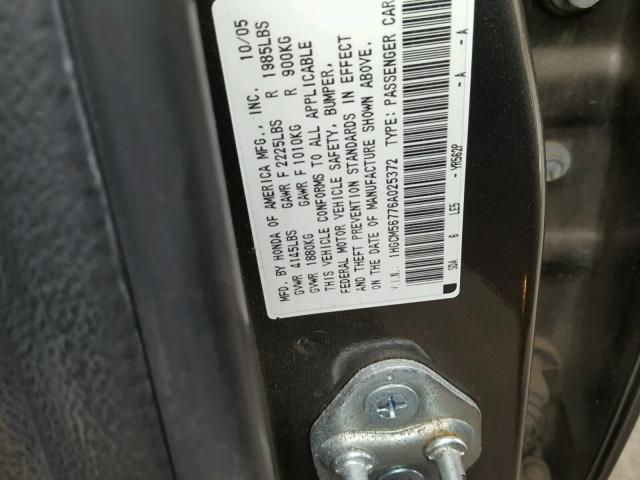 1HGCM56776A025372 - 2006 HONDA ACCORD EX GRAY photo 10