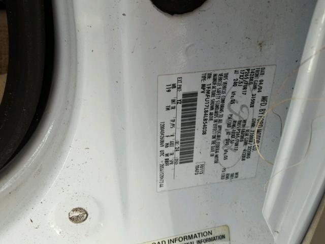 1FMFU17L84LB54038 - 2004 FORD EXPEDITION WHITE photo 10