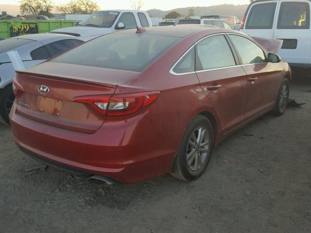 5NPE24AF9HH470052 - 2017 HYUNDAI SONATA SE RED photo 4