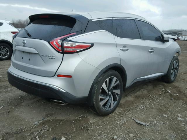 5N1AZ2MH6FN220126 - 2015 NISSAN MURANO S SILVER photo 4