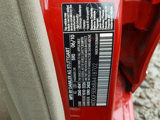 WDDGF5EB6BA418702 - 2011 MERCEDES-BENZ C 300 红色 照片 10