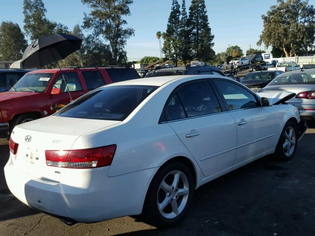 5NPEU46F76H017547 - 2006 HYUNDAI SONATA GLS WHITE photo 4