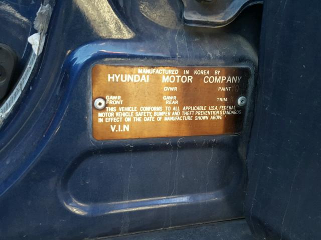 KMHWF35H22A668092 - 2002 HYUNDAI SONATA GLS BLUE photo 10