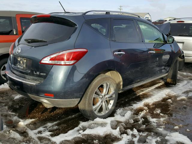 JN8AZ1MW2CW211625 - 2012 NISSAN MURANO S BLUE photo 4