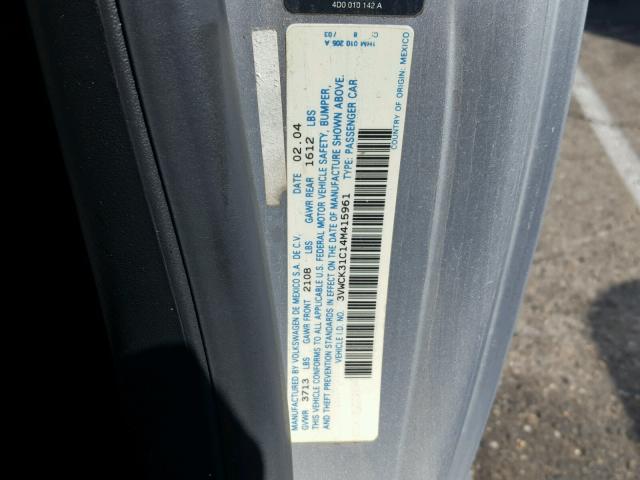 3VWCK31C14M415961 - 2004 VOLKSWAGEN NEW BEETLE 银色 照片 10