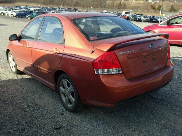 KNAFE121185012032 - 2008 KIA SPECTRA EX ORANGE photo 3