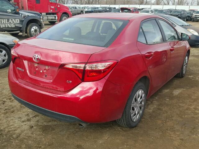 2T1BURHEXHC923122 - 2017 TOYOTA COROLLA L RED photo 4