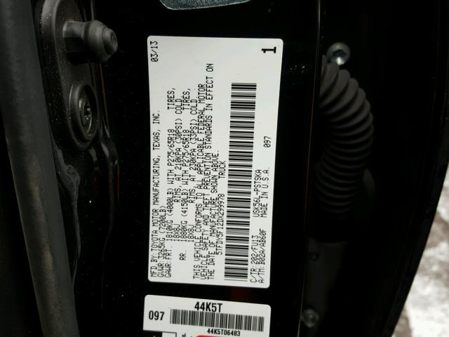 5TFDY5F12DX299978 - 2013 TOYOTA TUNDRA CRE BLACK photo 10