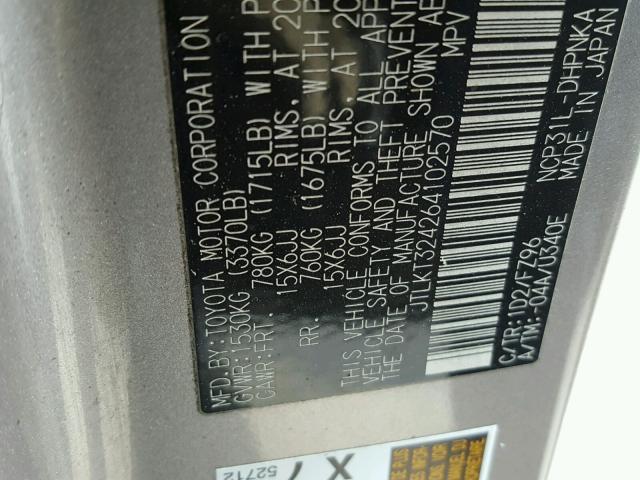 JTLKT324264102570 - 2006 TOYOTA SCION XB SILVER photo 10