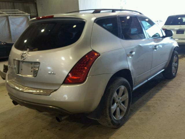 JN8AZ08T27W510628 - 2007 NISSAN MURANO SL SILVER photo 4