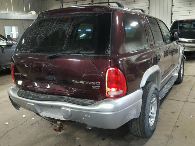 1D4HS58N13F588246 - 2003 DODGE DURANGO SL BURGUNDY photo 4