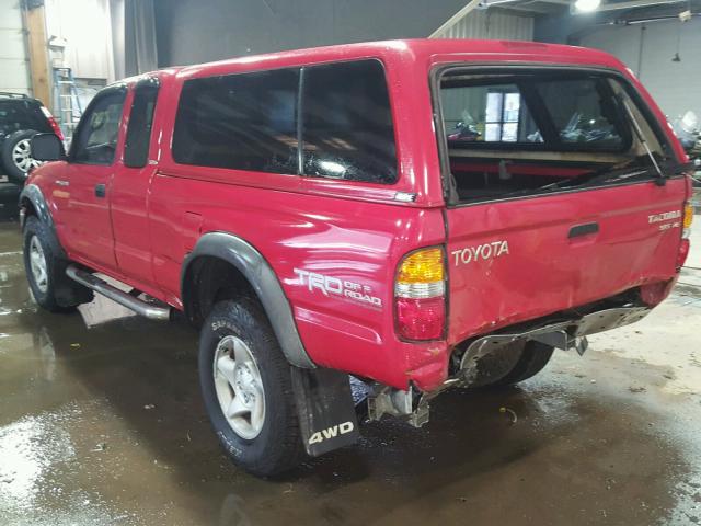 5TEWN72N12Z038384 - 2002 TOYOTA TACOMA XTR RED photo 3