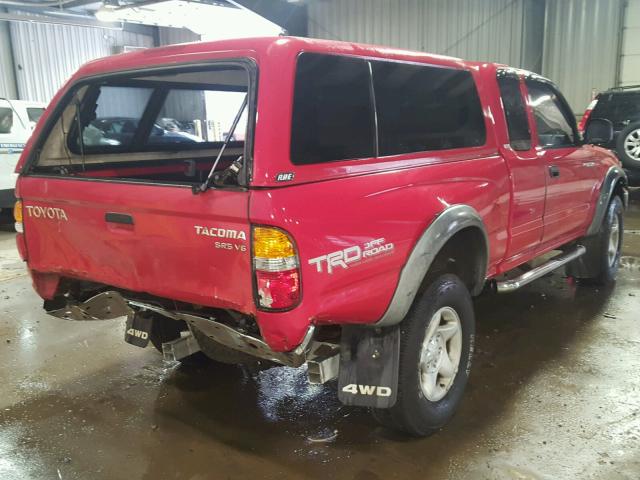 5TEWN72N12Z038384 - 2002 TOYOTA TACOMA XTR RED photo 4