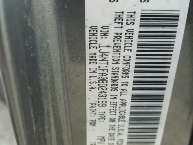 1J4NT1FA0BD243199 - 2011 JEEP COMPASS SP GRAY photo 10