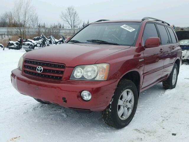 JTEHF21A220058534 - 2002 TOYOTA HIGHLANDER BURGUNDY photo 2