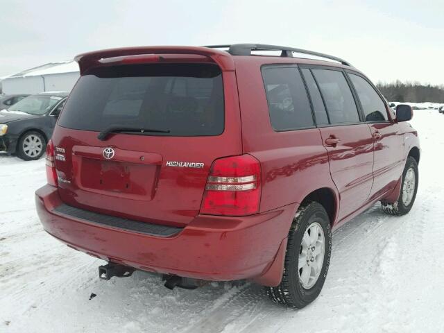 JTEHF21A220058534 - 2002 TOYOTA HIGHLANDER BURGUNDY photo 4