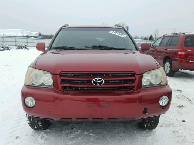 JTEHF21A220058534 - 2002 TOYOTA HIGHLANDER BURGUNDY photo 9