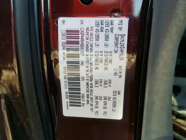 1C4GP44RX4B601887 - 2004 CHRYSLER TOWN & COU Bənövşəyi foto 10