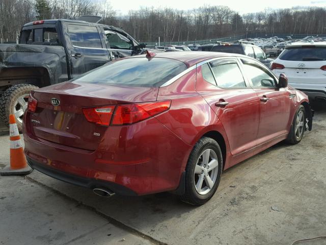 5XXGM4A76FG387554 - 2015 KIA OPTIMA LX RED photo 4