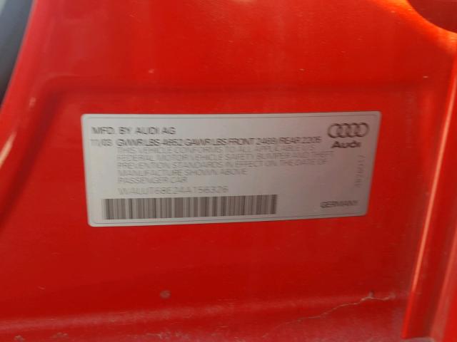 WAUJT68E24A156326 - 2004 AUDI A4 3.0 RED photo 10