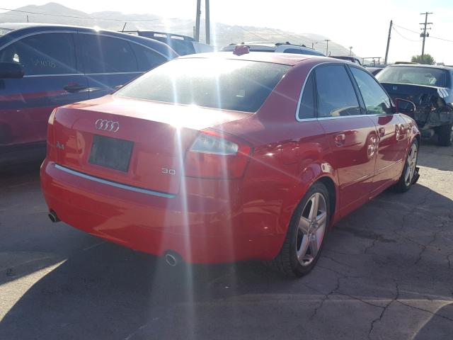 WAUJT68E24A156326 - 2004 AUDI A4 3.0 RED photo 4