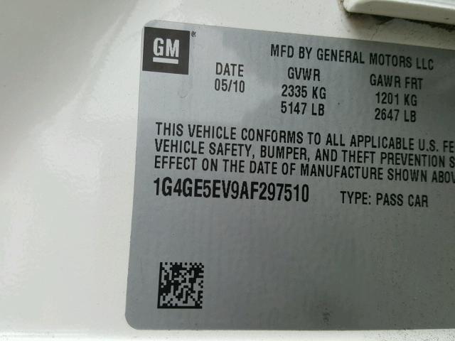 1G4GE5EV9AF297510 - 2010 BUICK LACROSSE C WHITE photo 10